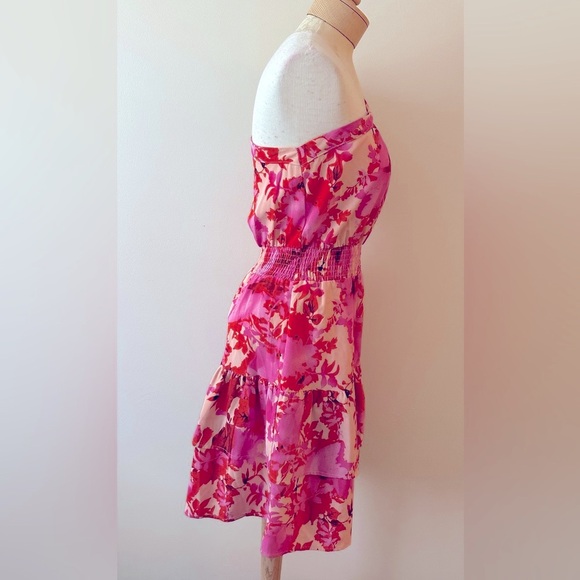 PRETTYGARDEN One-Shoulder Pink Floral Dress S - Picture 4 of 7